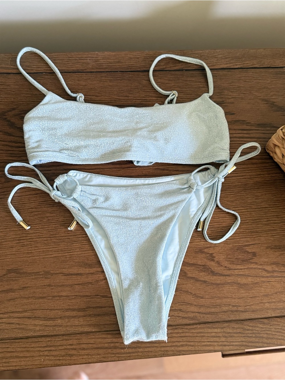 Monday Swimwear Sparkle Pale Blue Tie-Side Bikini